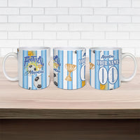 Personalized Argentina Football Fan Ceramic Mug Sun Of May - Albiceleste Stripes Argentina Flag