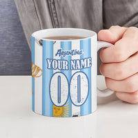 Personalized Argentina Football Fan Ceramic Mug Sun Of May - Albiceleste Stripes Argentina Flag