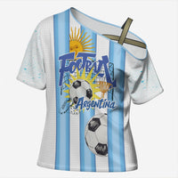 Personalized Argentina Football Fan Cross Shoulder Shirt Sun Of May - Albiceleste Stripes Argentina Flag