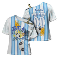 Personalized Argentina Football Fan Cross Shoulder Shirt Sun Of May - Albiceleste Stripes Argentina Flag