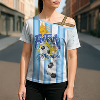 Personalized Argentina Football Fan Cross Shoulder Shirt Sun Of May - Albiceleste Stripes Argentina Flag