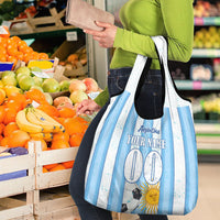Personalized Argentina Football Fan Grocery Bag Sun Of May - Albiceleste Stripes Argentina Flag