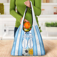 Personalized Argentina Football Fan Grocery Bag Sun Of May - Albiceleste Stripes Argentina Flag