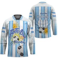 Personalized Argentina Football Fan Hockey Jersey Sun Of May - Albiceleste Stripes Argentina Flag