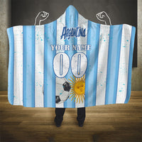 Personalized Argentina Football Fan Hooded Blanket Sun Of May - Albiceleste Stripes Argentina Flag