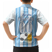 Personalized Argentina Football Fan Kid Hawaiian Shirt Sun Of May - Albiceleste Stripes Argentina Flag