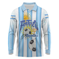 Personalized Argentina Football Fan Long Sleeve Polo Shirt Sun Of May - Albiceleste Stripes Argentina Flag
