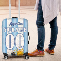 Personalized Argentina Football Fan Luggage Cover Sun Of May - Albiceleste Stripes Argentina Flag