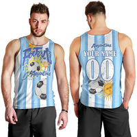 Personalized Argentina Football Fan Men Tank Top Sun Of May - Albiceleste Stripes Argentina Flag