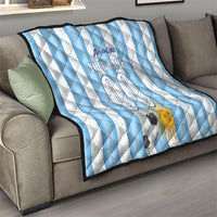 Personalized Argentina Football Fan Quilt Sun Of May - Albiceleste Stripes Argentina Flag
