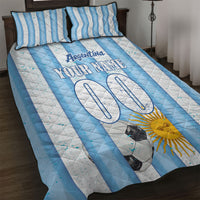 Personalized Argentina Football Fan Quilt Bed Set Sun Of May - Albiceleste Stripes Argentina Flag