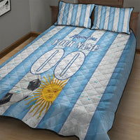Personalized Argentina Football Fan Quilt Bed Set Sun Of May - Albiceleste Stripes Argentina Flag