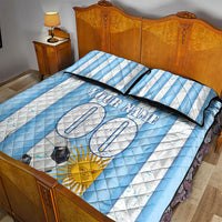 Personalized Argentina Football Fan Quilt Bed Set Sun Of May - Albiceleste Stripes Argentina Flag