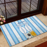Personalized Argentina Football Fan Rubber Doormat Sun Of May - Albiceleste Stripes Argentina Flag