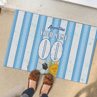 Personalized Argentina Football Fan Rubber Doormat Sun Of May - Albiceleste Stripes Argentina Flag
