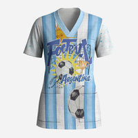 Personalized Argentina Football Fan Scrub Top Sun Of May - Albiceleste Stripes Argentina Flag