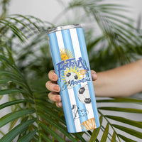 Personalized Argentina Football Fan Skinny Tumbler Sun Of May - Albiceleste Stripes Argentina Flag