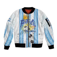 Personalized Argentina Football Fan Sleeve Zip Bomber Jacket Sun Of May - Albiceleste Stripes Argentina Flag