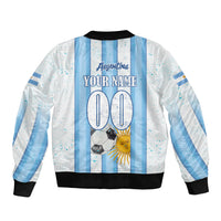 Personalized Argentina Football Fan Sleeve Zip Bomber Jacket Sun Of May - Albiceleste Stripes Argentina Flag