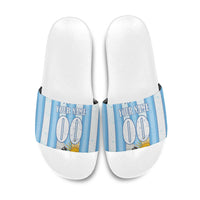 Personalized Argentina Football Fan Slide Sandals Sun Of May - Albiceleste Stripes Argentina Flag
