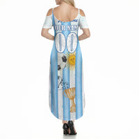 Personalized Argentina Football Fan Summer Maxi Dress Sun Of May - Albiceleste Stripes Argentina Flag