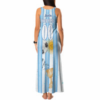Personalized Argentina Football Fan Tank Maxi Dress Sun Of May - Albiceleste Stripes Argentina Flag