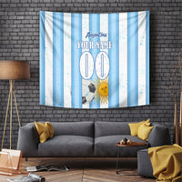 Personalized Argentina Football Fan Tapestry Sun Of May - Albiceleste Stripes Argentina Flag