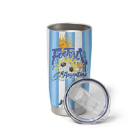 Personalized Argentina Football Fan Tumbler Cup Sun Of May - Albiceleste Stripes Argentina Flag