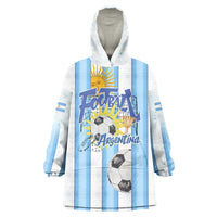Personalized Argentina Football Fan Wearable Blanket Hoodie Sun Of May - Albiceleste Stripes Argentina Flag