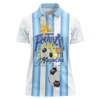 Personalized Argentina Football Fan Women Polo Shirt Sun Of May - Albiceleste Stripes Argentina Flag