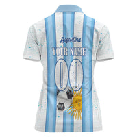 Personalized Argentina Football Fan Women Polo Shirt Sun Of May - Albiceleste Stripes Argentina Flag