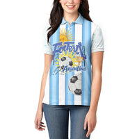 Personalized Argentina Football Fan Women Polo Shirt Sun Of May - Albiceleste Stripes Argentina Flag