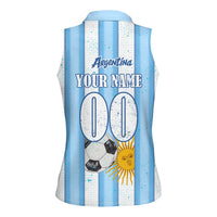 Personalized Argentina Football Fan Women Sleeveless Polo Shirt Sun Of May - Albiceleste Stripes Argentina Flag