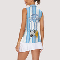 Personalized Argentina Football Fan Women Sleeveless Polo Shirt Sun Of May - Albiceleste Stripes Argentina Flag