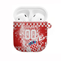 Personalized Croatia Football Wolf Mascot AirPods Case Checkerboard Soccer Pride - Splatter Textures
