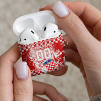 Personalized Croatia Football Wolf Mascot AirPods Case Checkerboard Soccer Pride - Splatter Textures