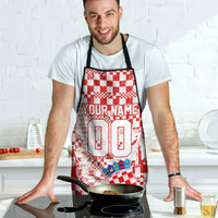 Personalized Croatia Football Wolf Mascot Apron Checkerboard Soccer Pride - Splatter Textures