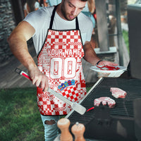 Personalized Croatia Football Wolf Mascot Apron Checkerboard Soccer Pride - Splatter Textures