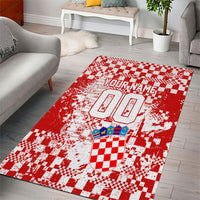 Personalized Croatia Football Wolf Mascot Area Rug Checkerboard Soccer Pride - Splatter Textures