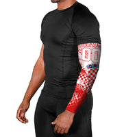 Personalized Croatia Football Wolf Mascot Arm Sleeves Checkerboard Soccer Pride - Splatter Textures