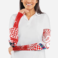 Personalized Croatia Football Wolf Mascot Arm Sleeves Checkerboard Soccer Pride - Splatter Textures