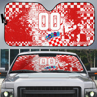 Personalized Croatia Football Wolf Mascot Auto Sun Shade Checkerboard Soccer Pride - Splatter Textures