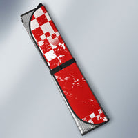 Personalized Croatia Football Wolf Mascot Auto Sun Shade Checkerboard Soccer Pride - Splatter Textures
