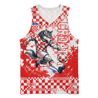 Personalized Croatia Football Wolf Mascot Basketball Jersey Checkerboard Soccer Pride - Splatter Textures