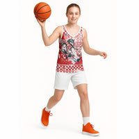 Personalized Croatia Football Wolf Mascot Basketball Jersey Checkerboard Soccer Pride - Splatter Textures