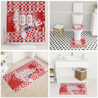 Personalized Croatia Football Wolf Mascot Bathroom Set Checkerboard Soccer Pride - Splatter Textures