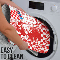 Personalized Croatia Football Wolf Mascot Bathroom Set Checkerboard Soccer Pride - Splatter Textures