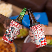 Personalized Croatia Football Wolf Mascot 4 in 1 Can Cooler Tumbler Checkerboard Soccer Pride - Splatter Textures