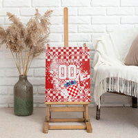Personalized Croatia Football Wolf Mascot Canvas Wall Art Checkerboard Soccer Pride - Splatter Textures