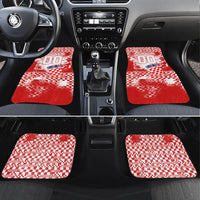 Personalized Croatia Football Wolf Mascot Car Mats Checkerboard Soccer Pride - Splatter Textures